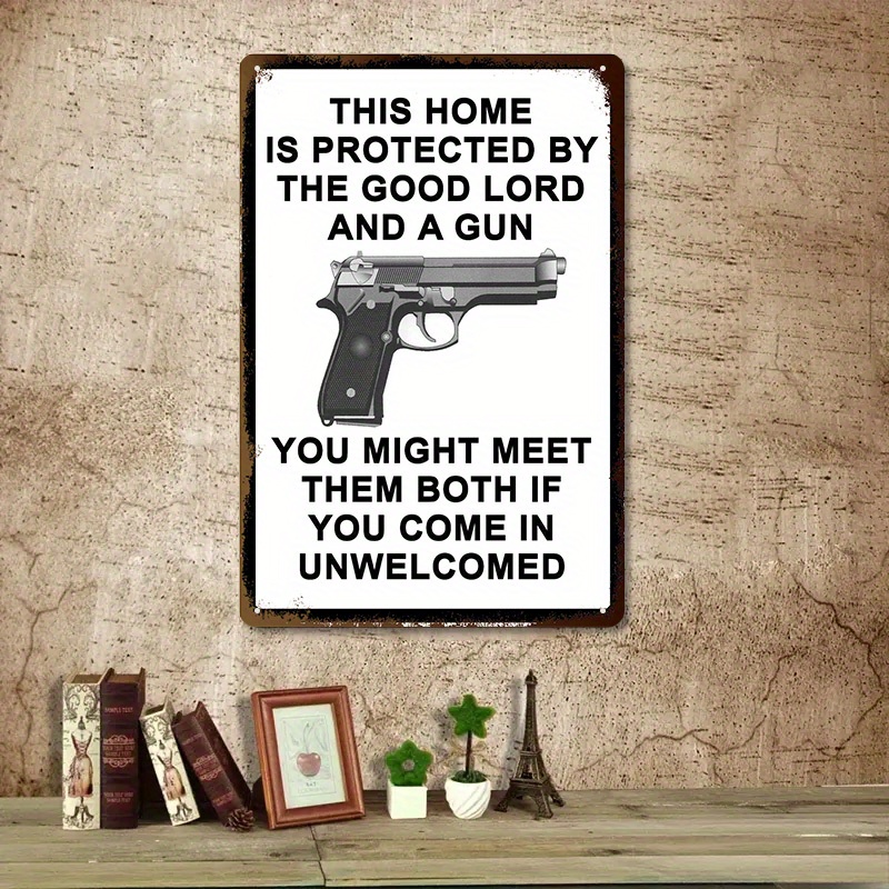 Home Security Gun - Placa de Metal de Segurança Reforçada